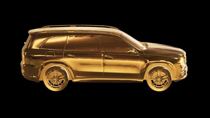 奔驰GLS450车黄金版效果展示通道素材