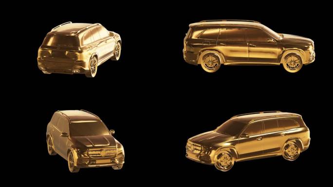 奔驰GLS450车黄金版效果展示通道素材