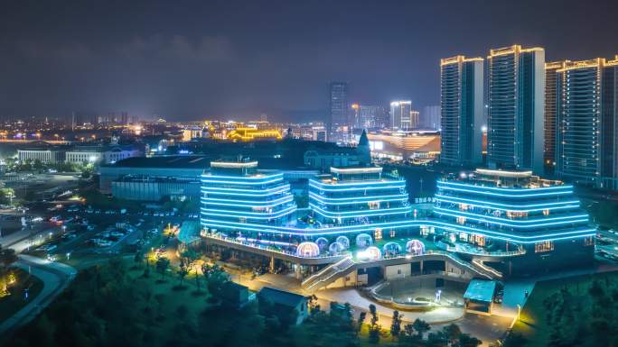 台州玉环市新城绿道酒店万达航拍夜景延时