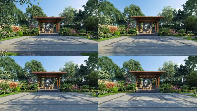 中式园林庭院景观—春三维动画