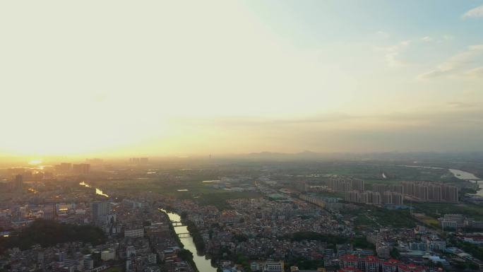 夕阳下的小城镇-南沙大岗镇