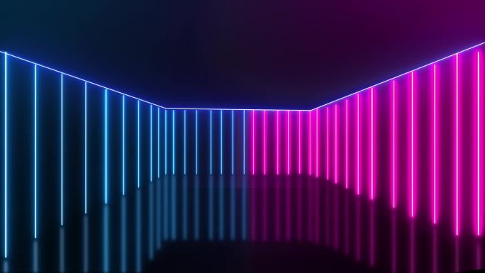 霓虹背景与彩色光束的光。明亮激光的未来主义工作室概念