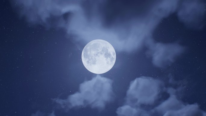 彩云追月圆月月亮月夜乌云云层透过大屏