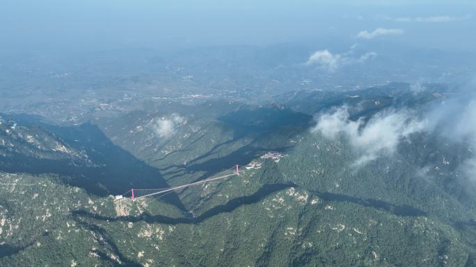 临沂费县天蒙山景区航拍 晴天穿云大景高空