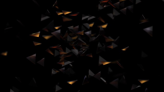科幻现代金字塔三角形飞向屏幕上的黑色背景动画