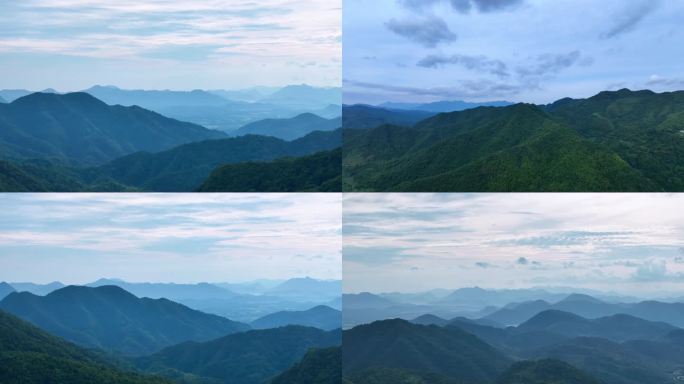 航拍青山绿水群山生态清晨美景