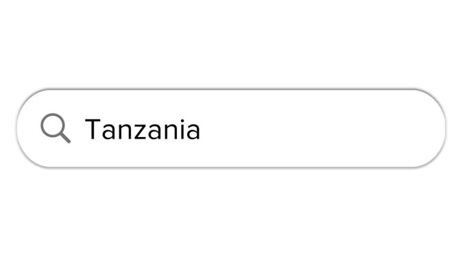 Www搜索栏图标与坦桑尼亚文本隔离在白色背景上