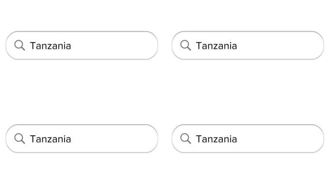 Www搜索栏图标与坦桑尼亚文本隔离在白色背景上