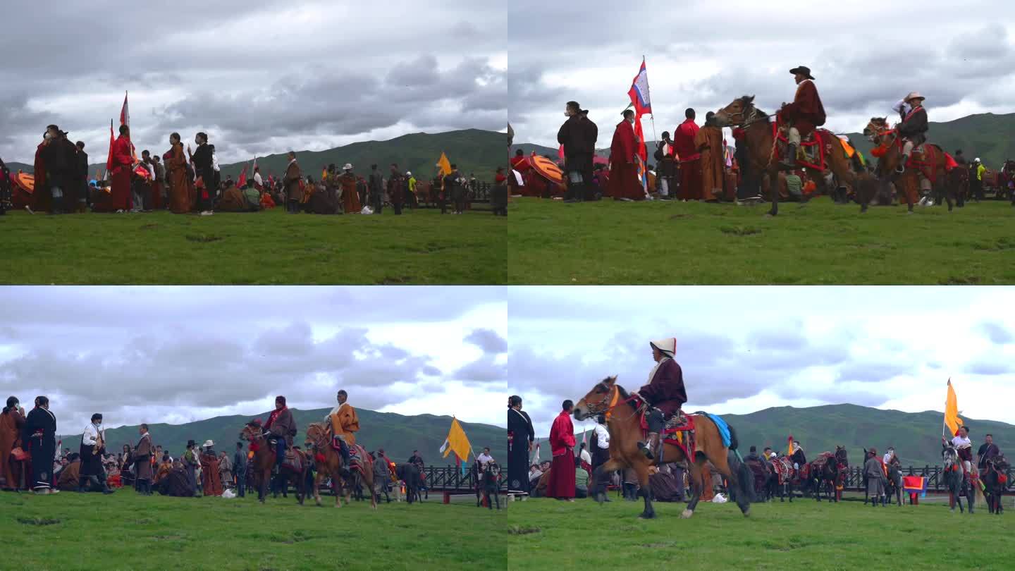 草原藏族生活 骑马奔跑慢镜速度