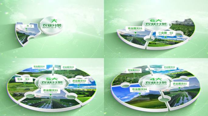 【2-8组】绿色农业扇形饼图科技构架