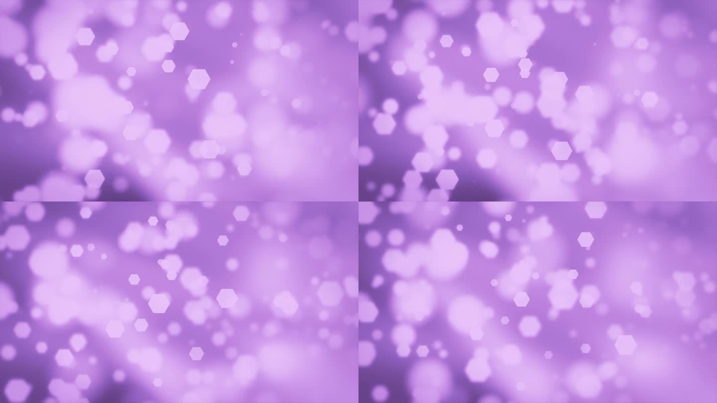散焦软粒子无缝循环，抽象背景复制空间。散焦无缝循环背景，4K紫色抽象散景背景。