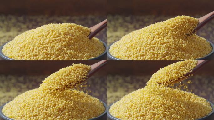 小米五谷杂粮小米空中掉落粮特写小米