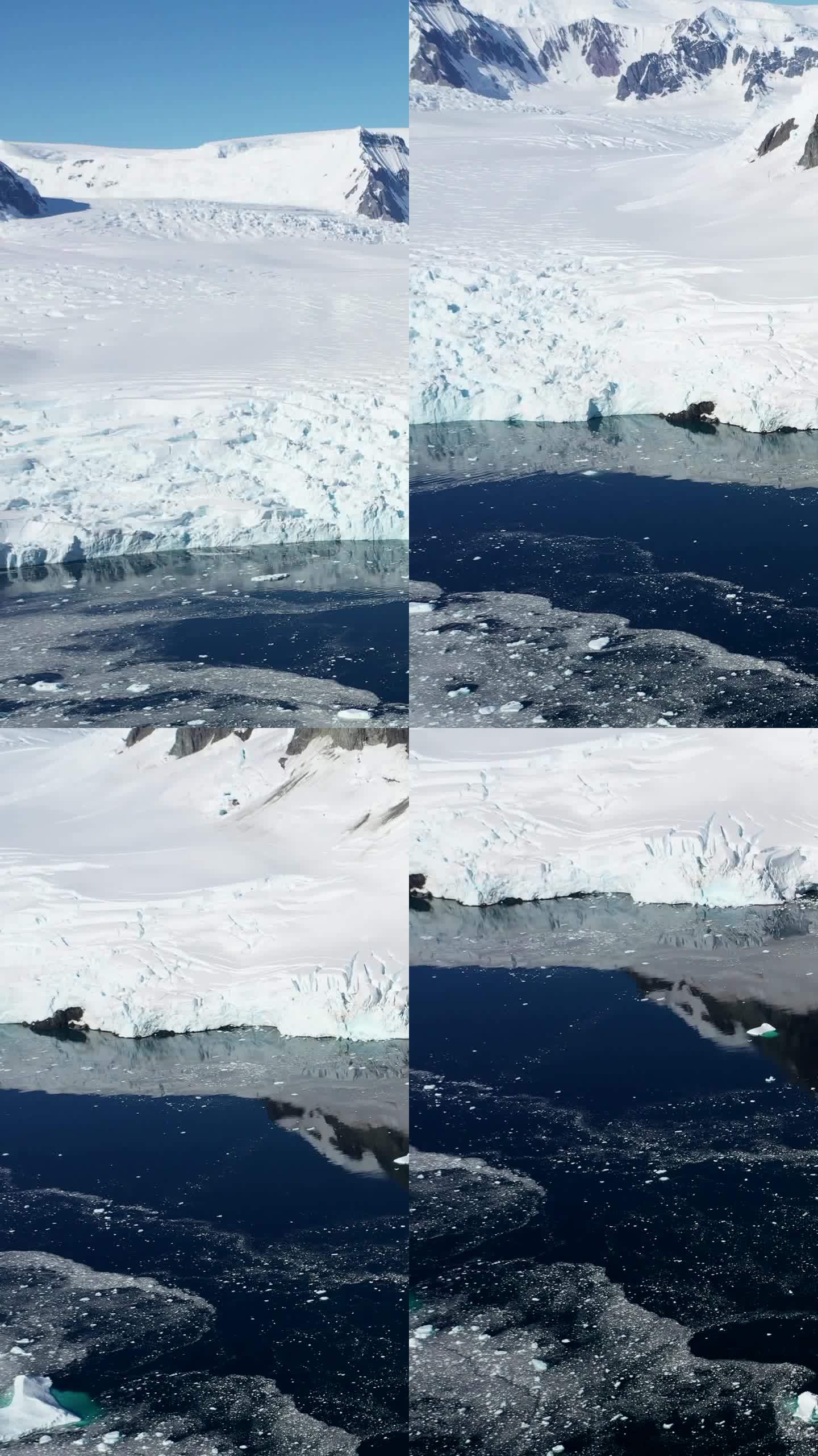 垂直视频雪山，冰，雪，冰山在南极洲。