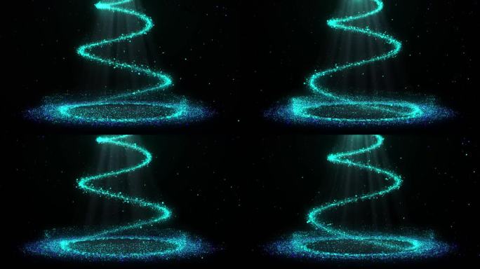 4K蓝色螺旋粒子光束-无缝循环带透明通道