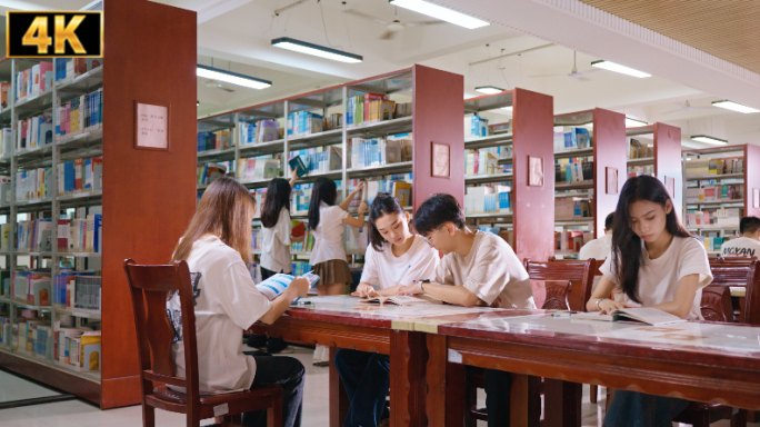 大学生图书馆看书阅读读书学习校园学生学校