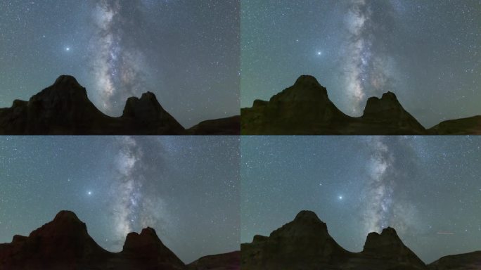 海西俄博梁银河和英仙座流星雨延时摄影