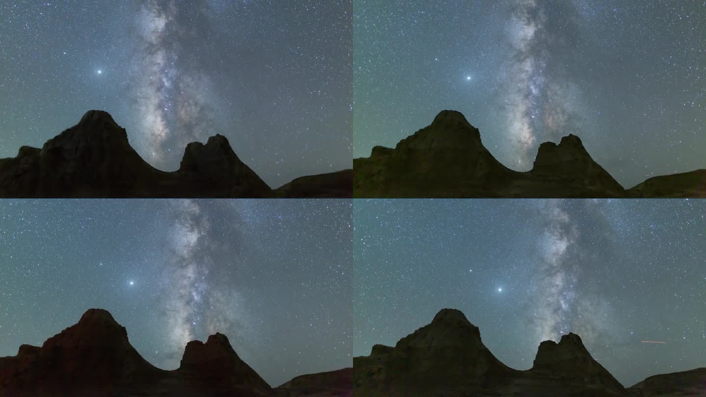海西俄博梁银河和英仙座流星雨延时摄影
