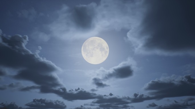 4k圆月满月流云中秋月亮背景素材