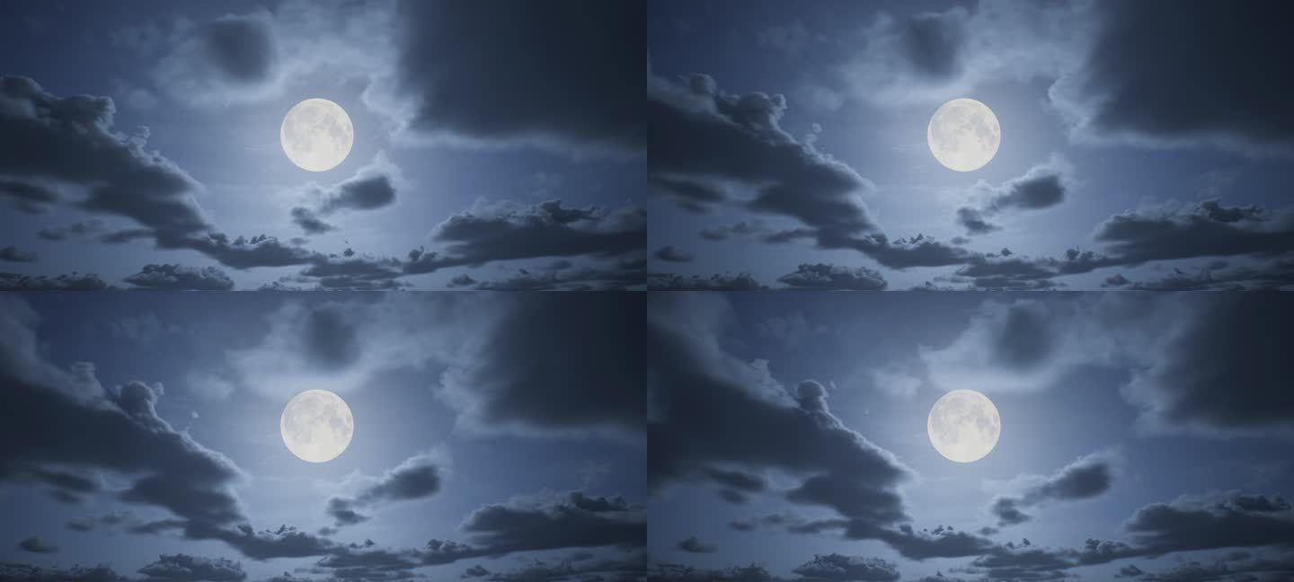 4k圆月满月流云中秋月亮背景素材