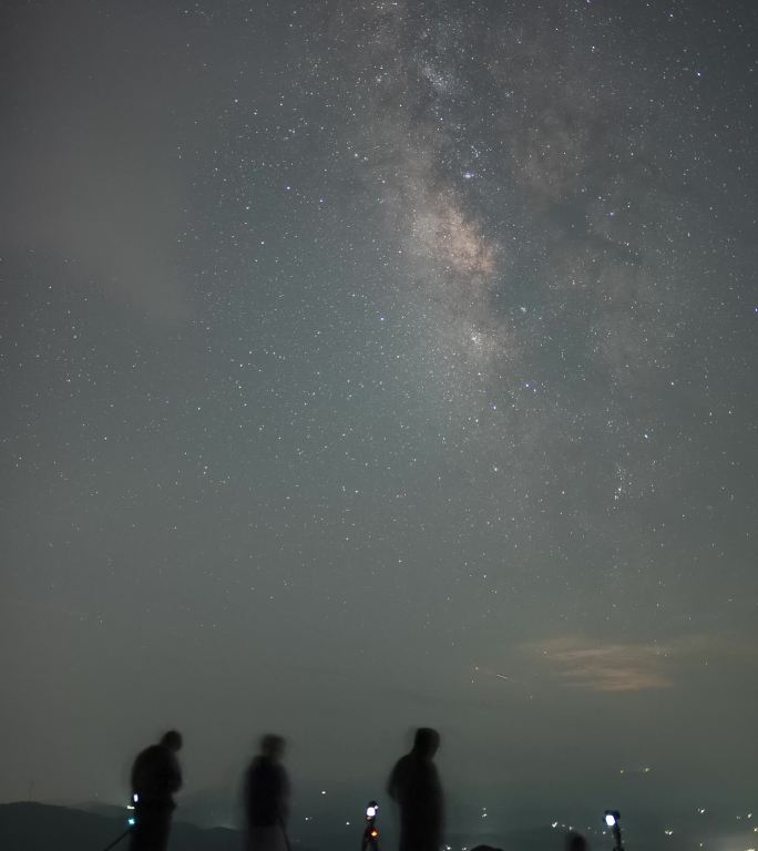 星空下拍摄银河的摄影者延时摄影