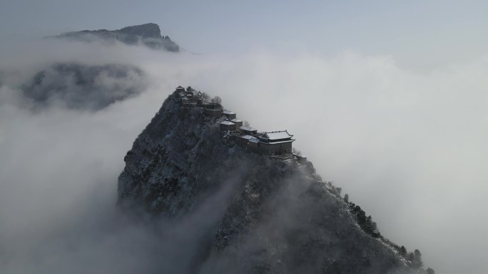 太行山 云海 山顶 航拍 云雾