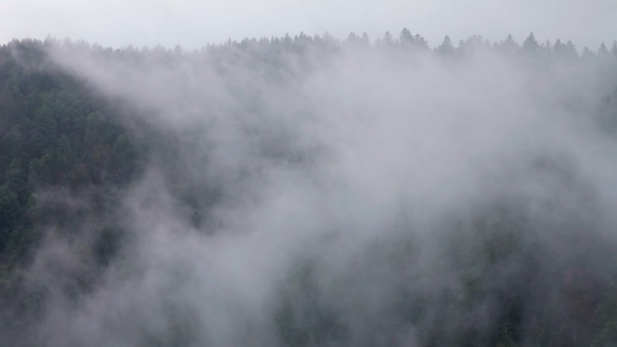 空中喜怒无常的山林与云使用长焦镜头4K