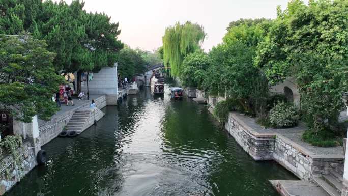 浙江南浔古镇游船航拍多角度全景