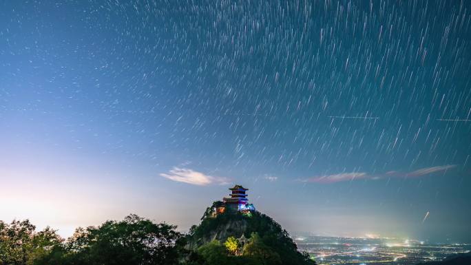 西安南五台景区云海星空流星雨北极星星轨