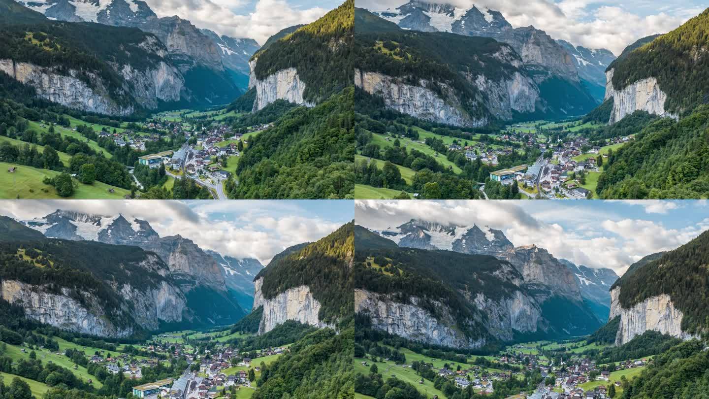 鸟瞰图山村Lauterbrunnen