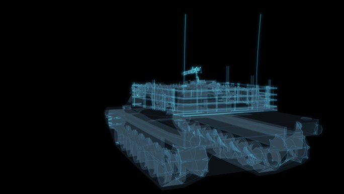 装甲坦克车 军事科幻透明网格线框军队部队
