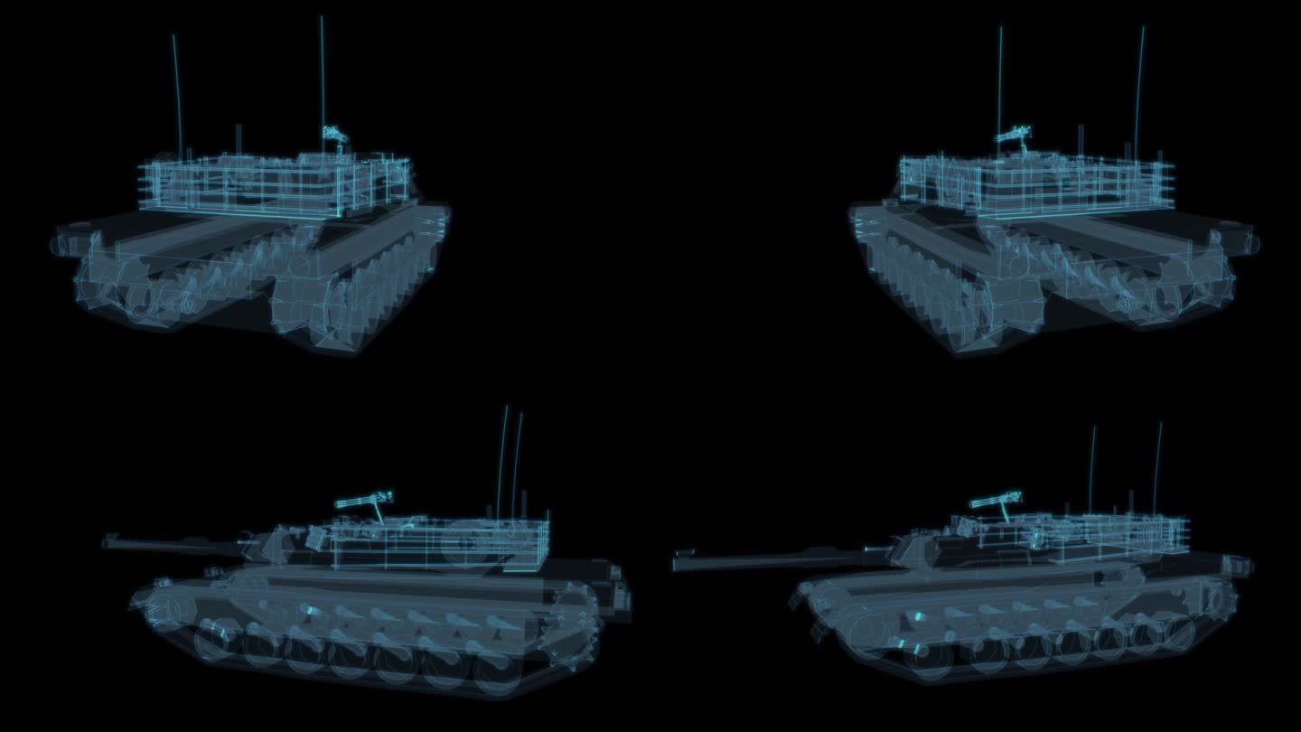 装甲坦克车 军事科幻透明网格线框军队部队