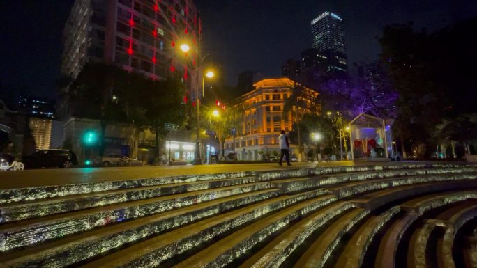 城市夜景广场阶梯美陈亮化呼吸灯8