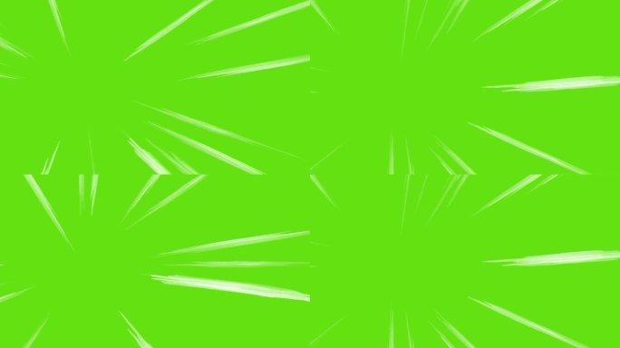 动画速度线背景动画绿屏。径向漫画光速线移动孤立的背景。强大的速度线