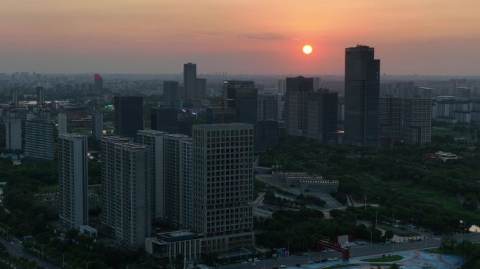 扬州 日出 日落 广陵新城 扬州空镜