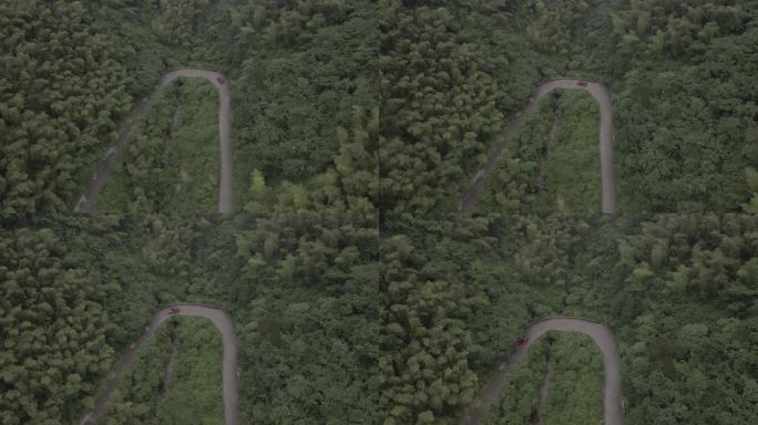 原创轿车穿越山林航拍