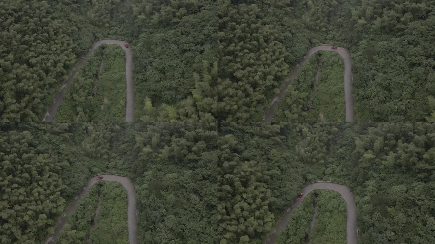 原创轿车穿越山林航拍