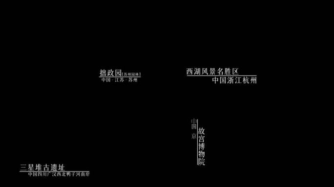 简约景点地名白色文字标题（无插件）