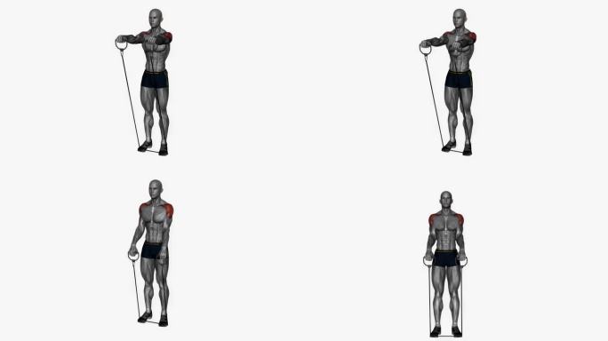 3d渲染动画的运动员伸展肩部肌肉与一个带