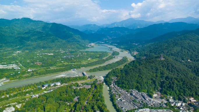 都江堰景区大范围延时摄影航拍 4K