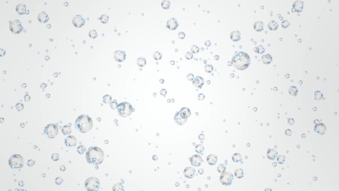 4K 3d气泡在水中上升到表面的背景。