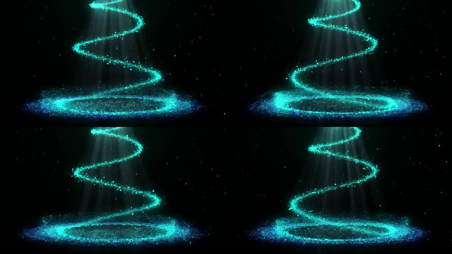 4K蓝色螺旋粒子光束背景-无缝循环