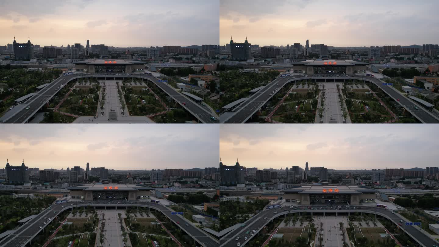 山东淄博火车站交通航拍