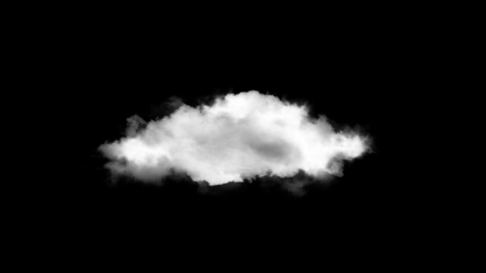 4k云循环。美丽的快速翻腾的云孤立在黑色的背景阿尔法，