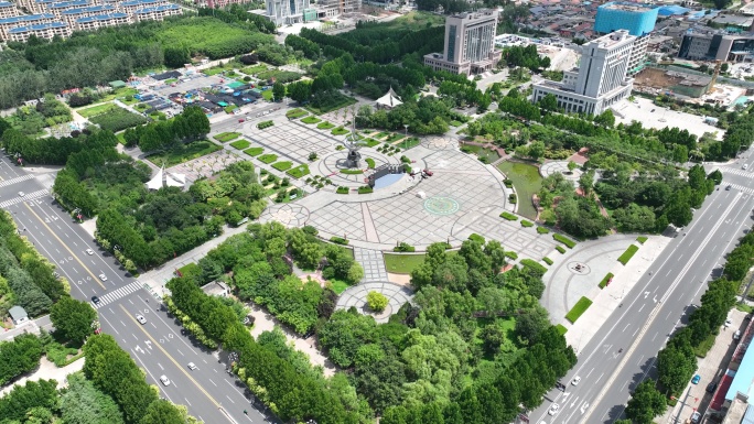 蒙阴县城 大景 晴天大气航拍蒙阴街道