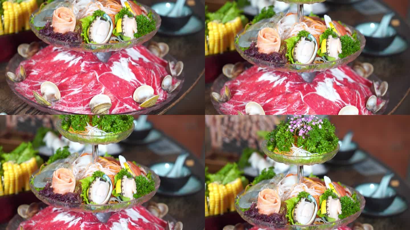 火锅 海鲜 肉片 双层拼盘2