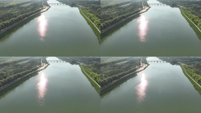 河南郑州河流贾鲁河生态绿化航拍