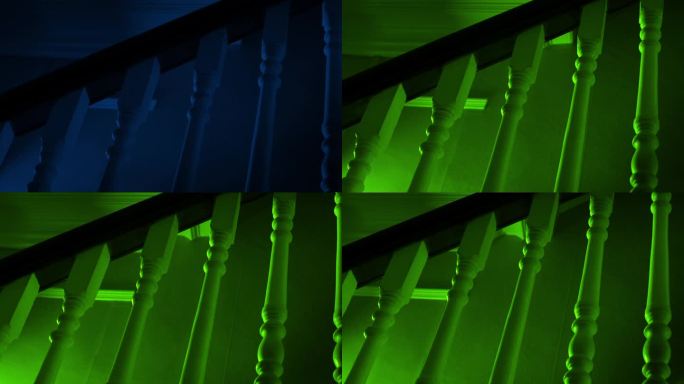 外星绿光照亮了楼梯