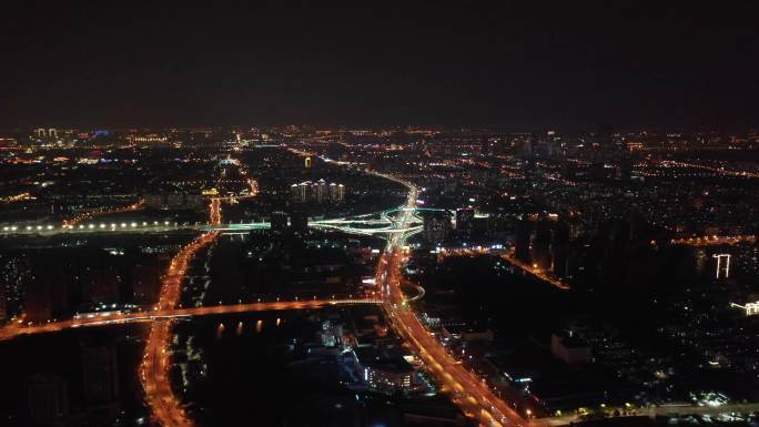 苏州市吴中区东环路高架夜景航拍