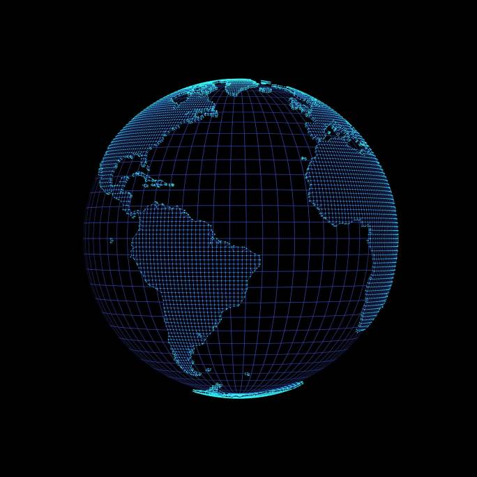 科技感3D线框地球 循环 带透明通道