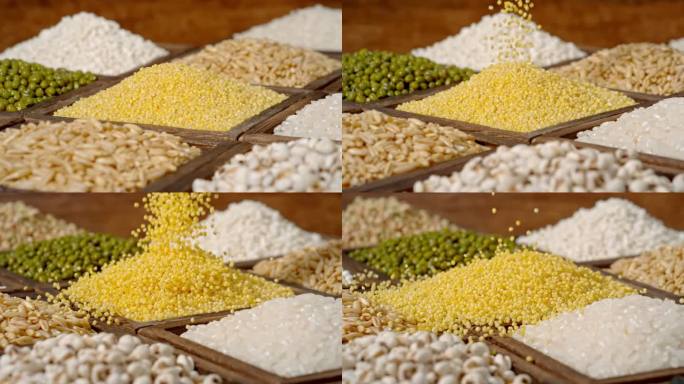 小米五谷杂粮小米空中掉落粮特写小米
